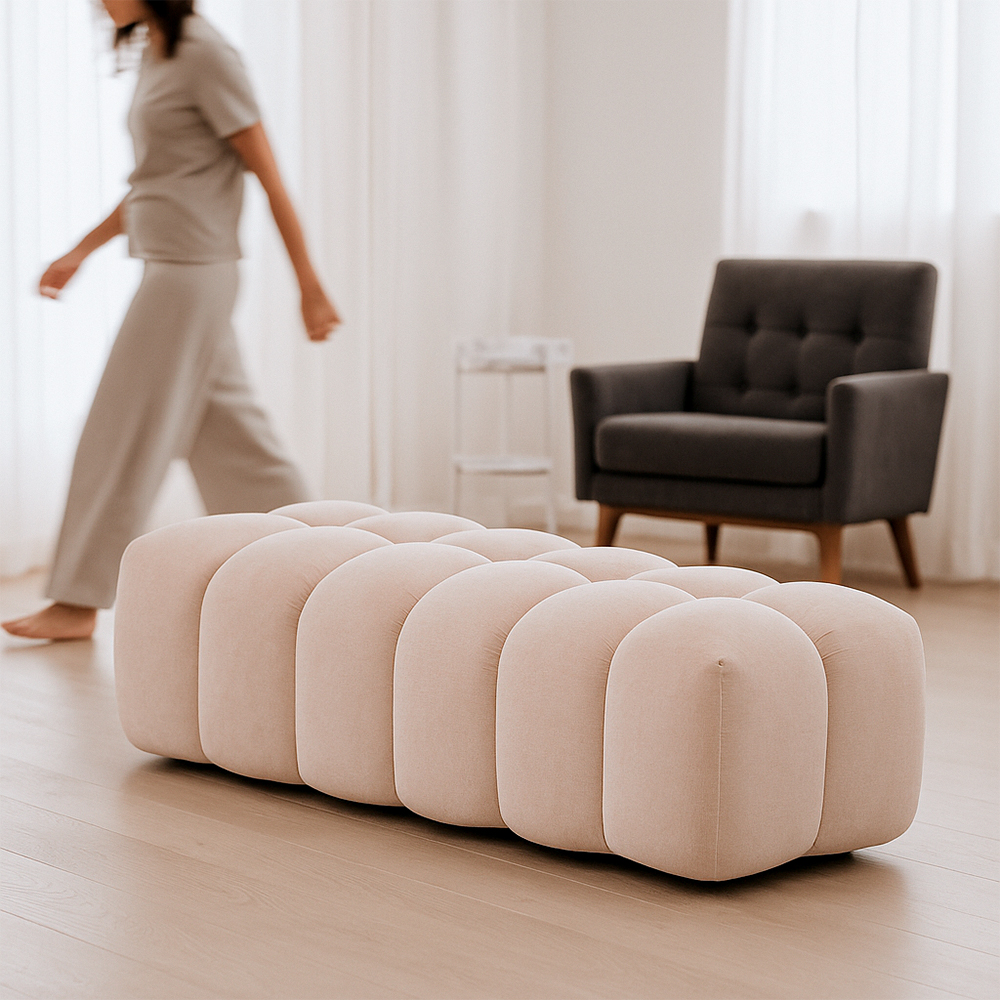 Taburete Tofu Beige Diseño Minimalista 
