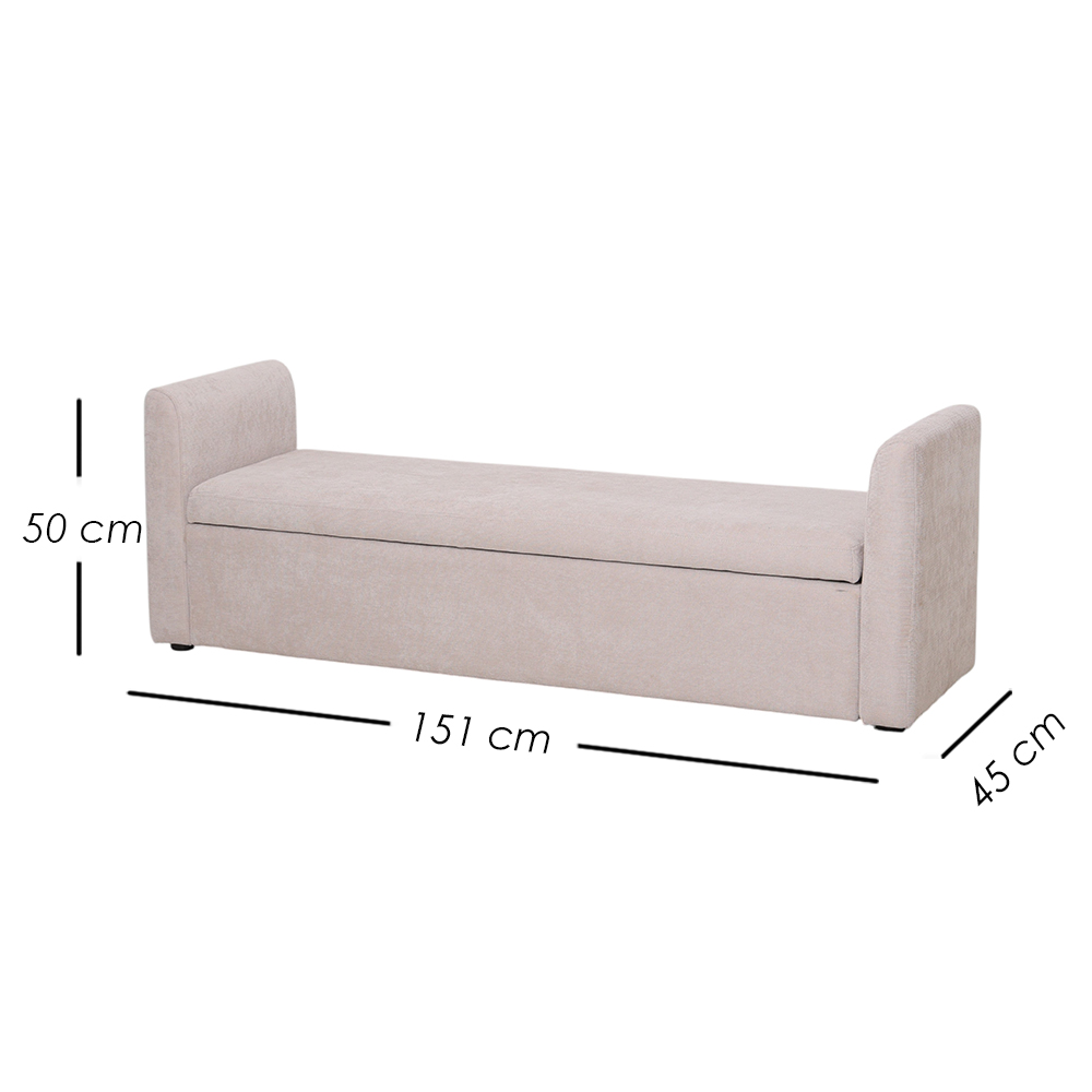 Taburete Minimalista Kioto Beige con Almacenamiento