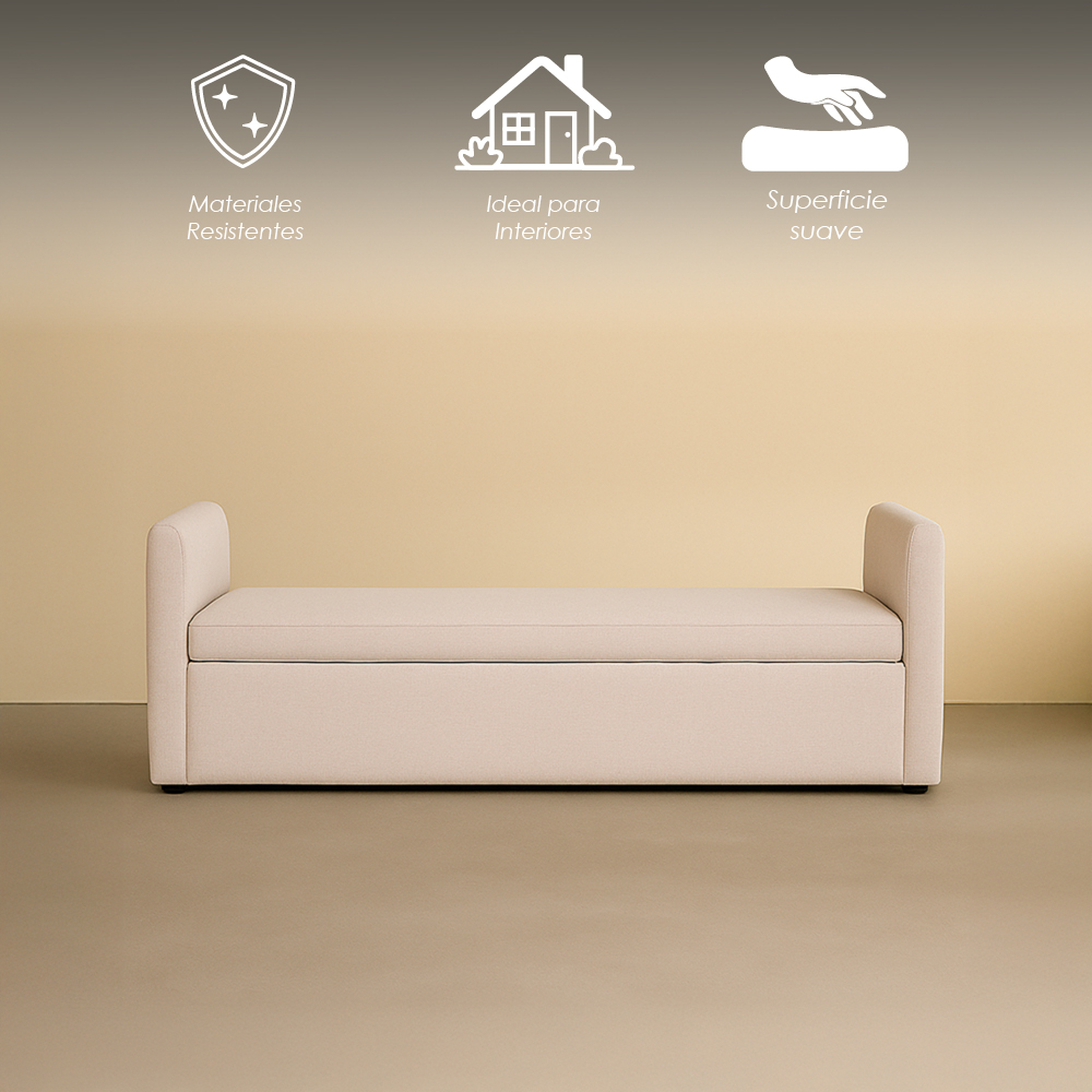 Taburete Minimalista Kioto Beige con Almacenamiento