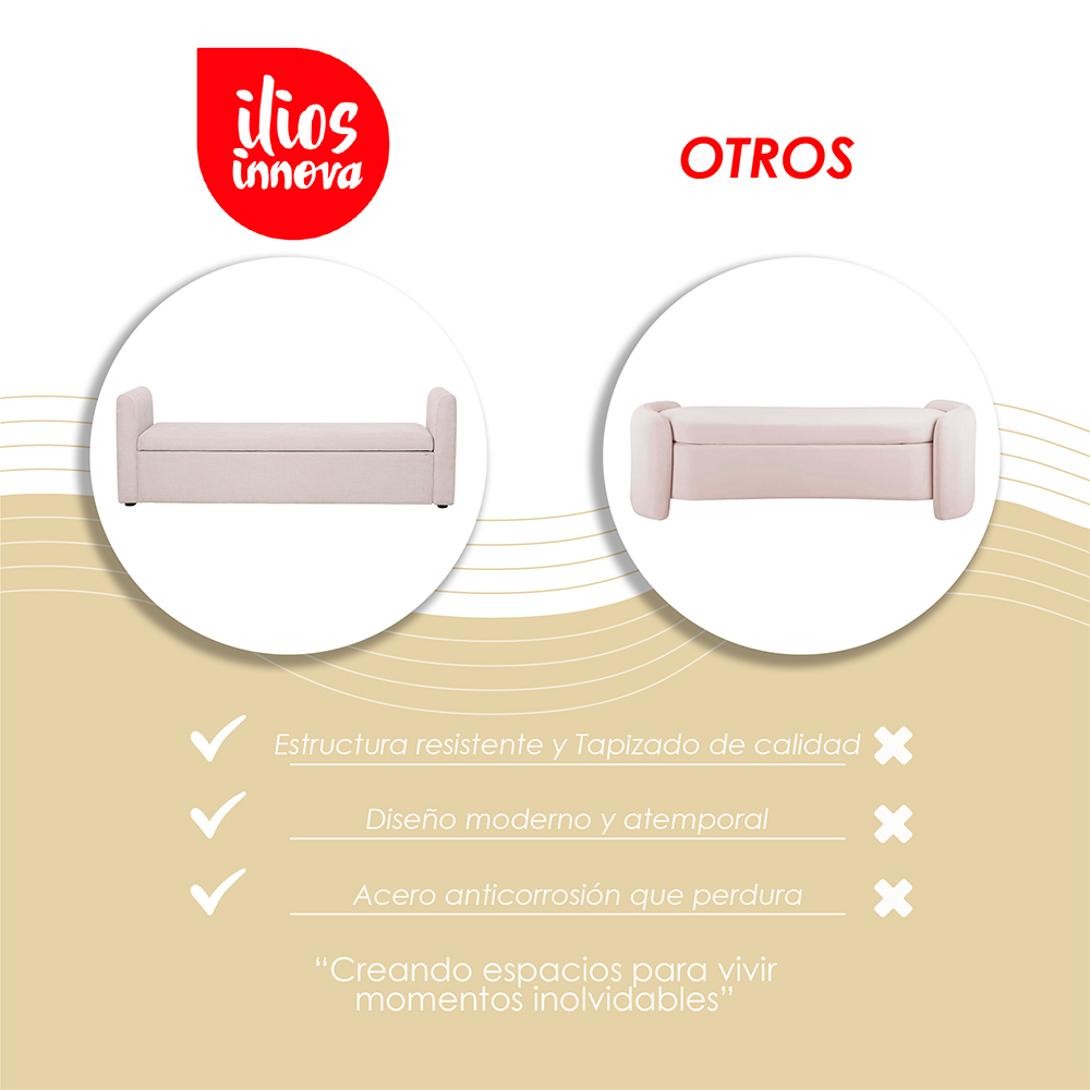 Taburete Minimalista Kioto Beige con Almacenamiento