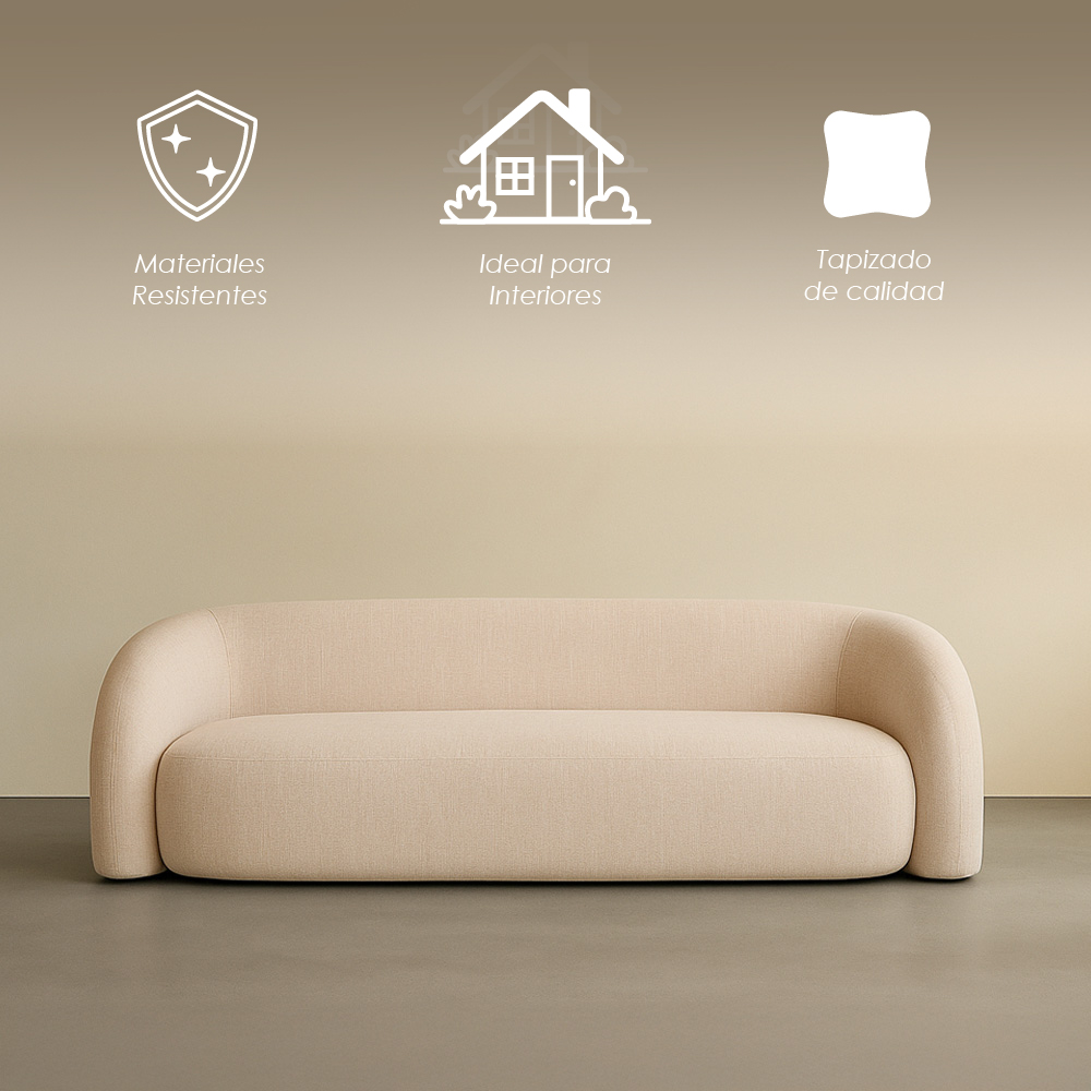 Sofá Kobe Curvo Beige 3 Plazas