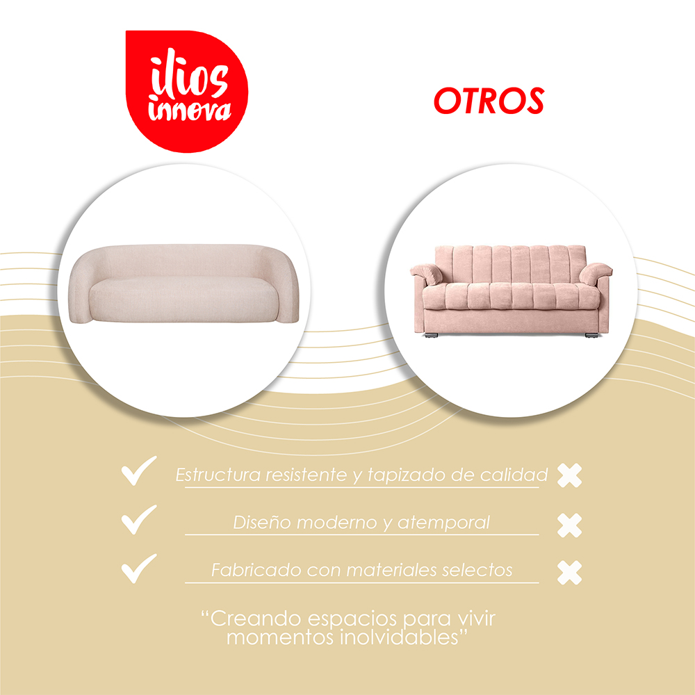 Sofá Kobe Curvo Beige 3 Plazas