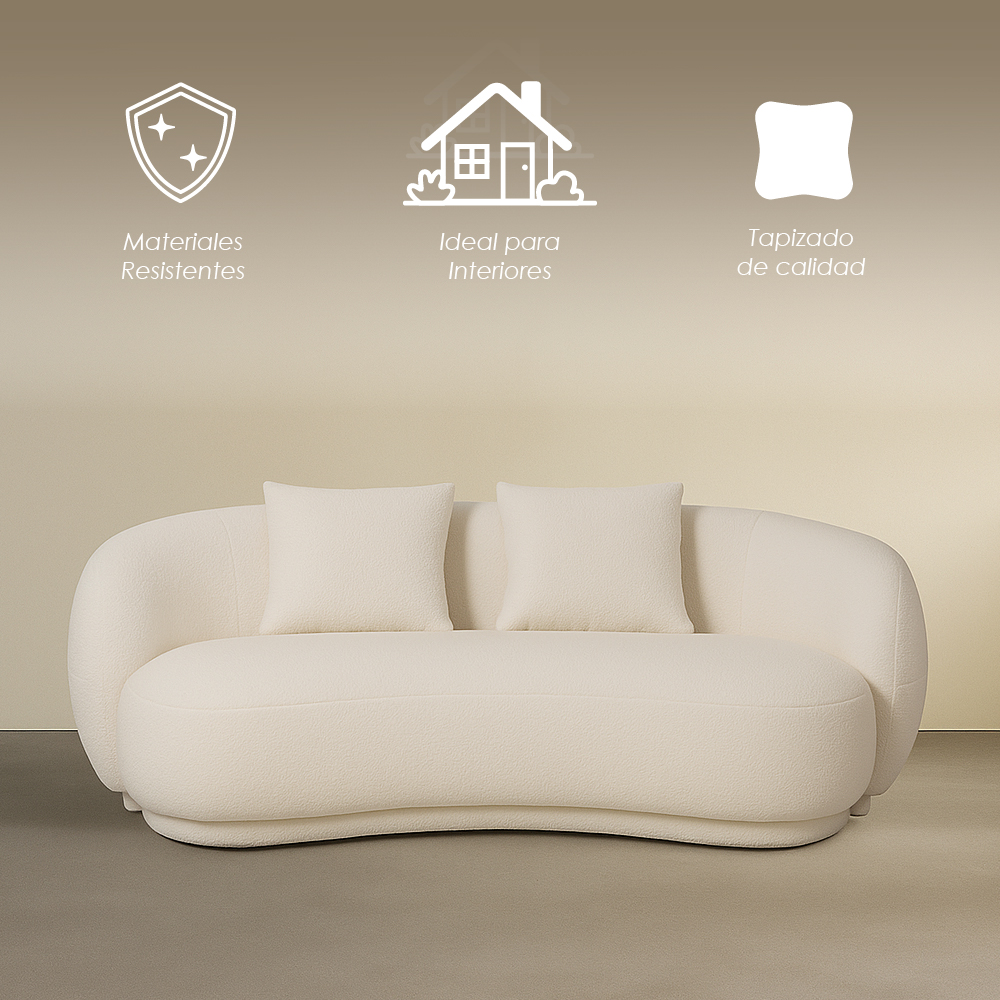 Sofá Bold Curvo Blanco 3 Plazas