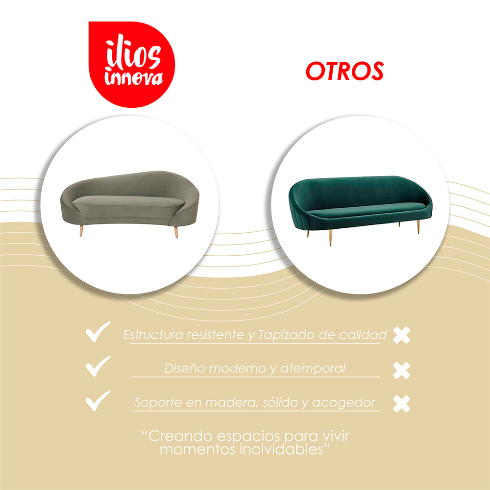 Sofá Curvo Querétaro 3 Plazas Verde