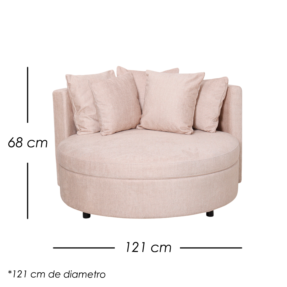 Sofá Redo Beige de Una Plaza Moderno 