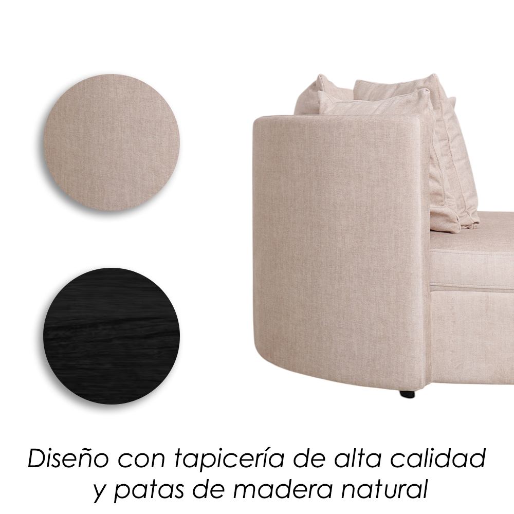 Sofá Redo Beige de Una Plaza Moderno 