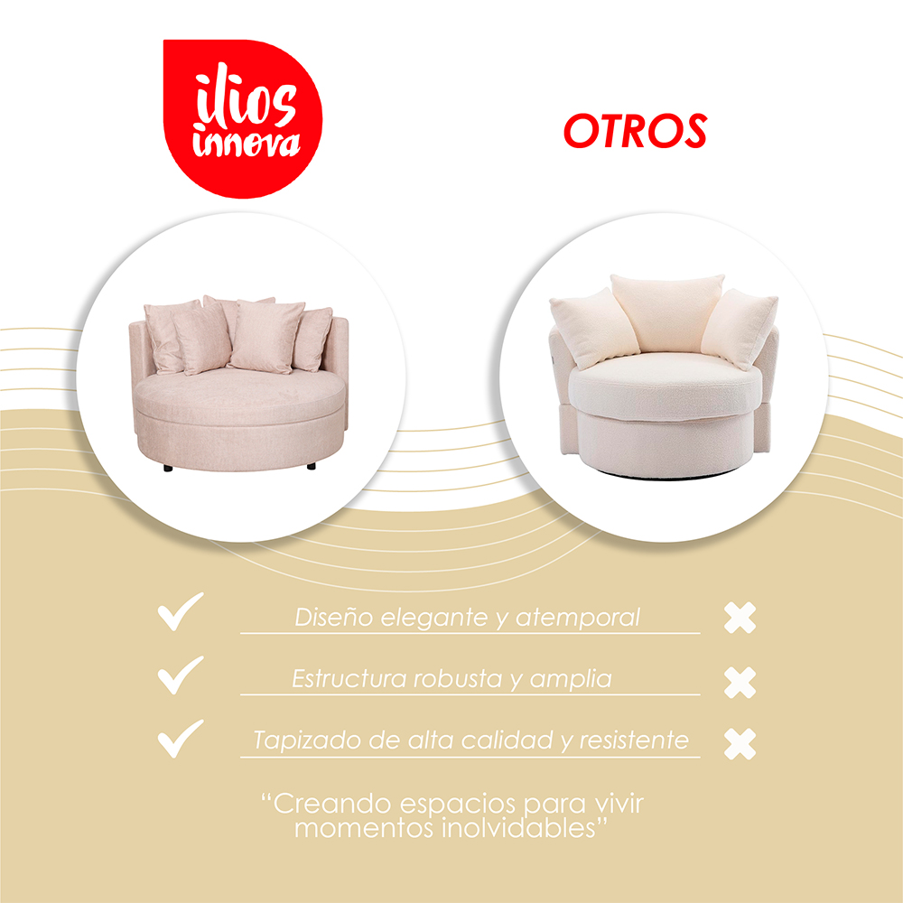 Sofá Redo Beige de Una Plaza Moderno 