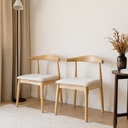 2 Sillas Nórdico madera y piel beige