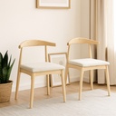 2 Sillas Nórdico madera y piel beige