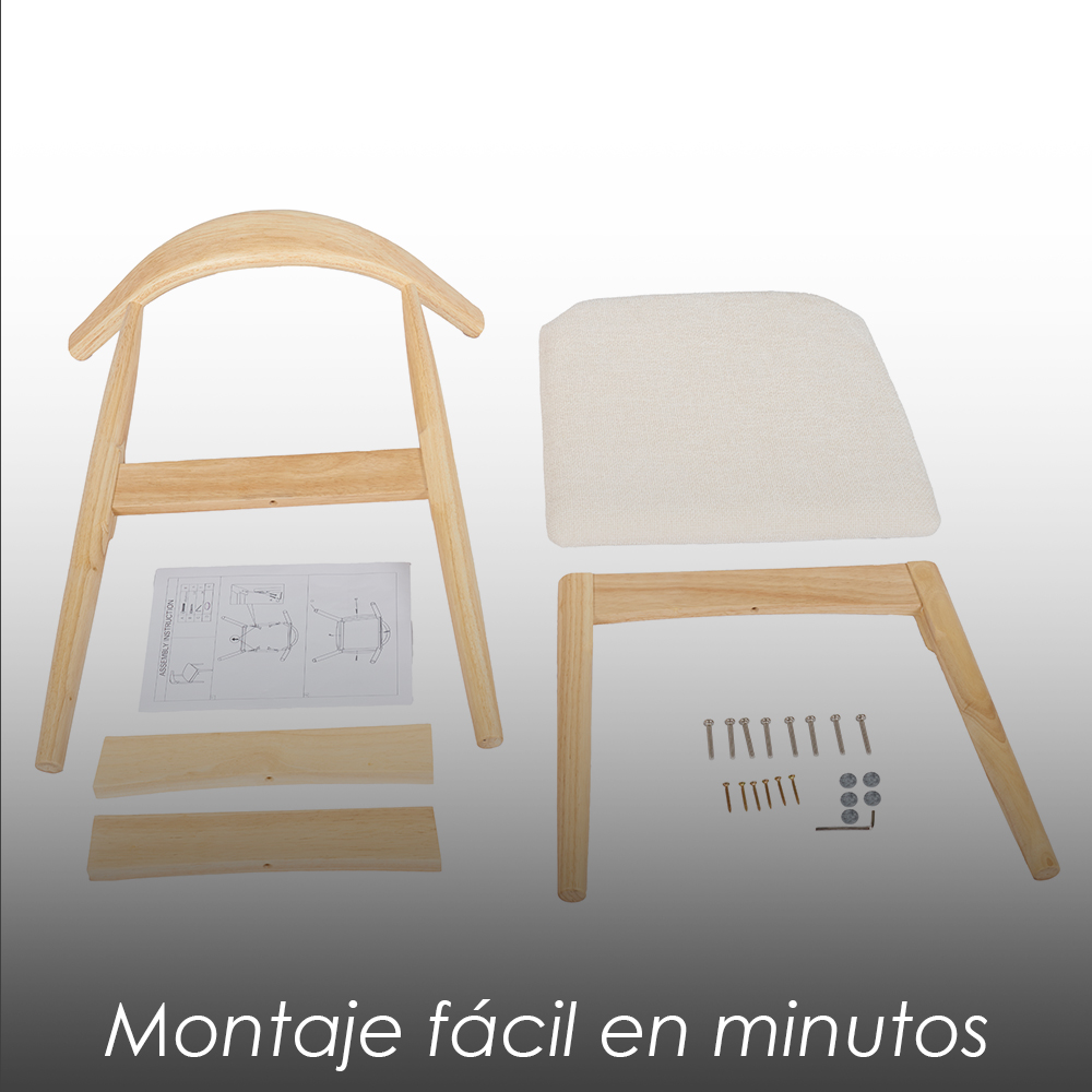 2 Sillas Nórdico madera y piel beige