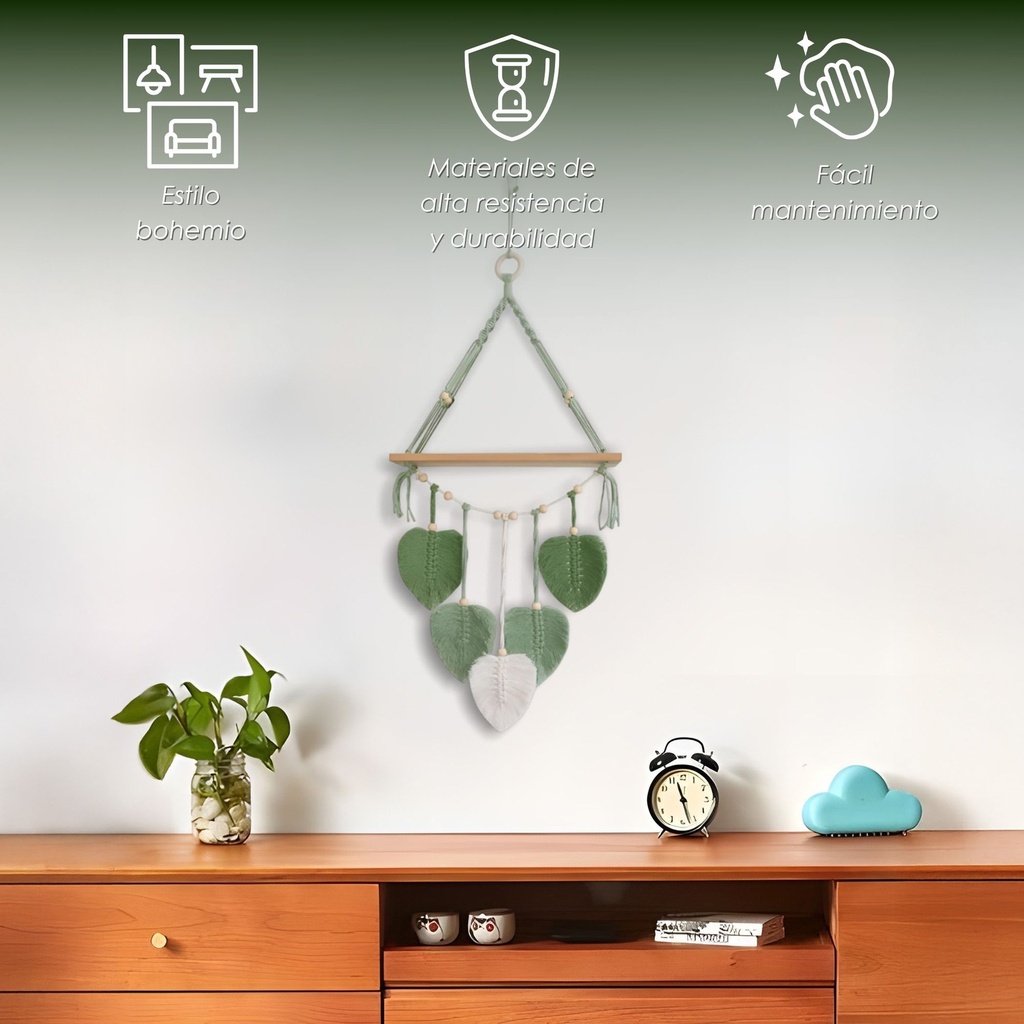 Tapiz colgante Boho con hojas