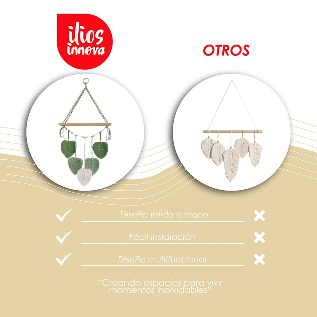 Tapiz colgante Boho con hojas