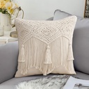 Funda de almohada de algodón Boho tejida a mano