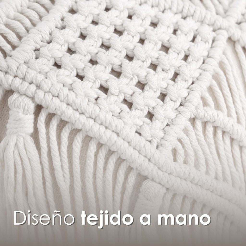 Funda de almohada de algodón Boho tejida a mano