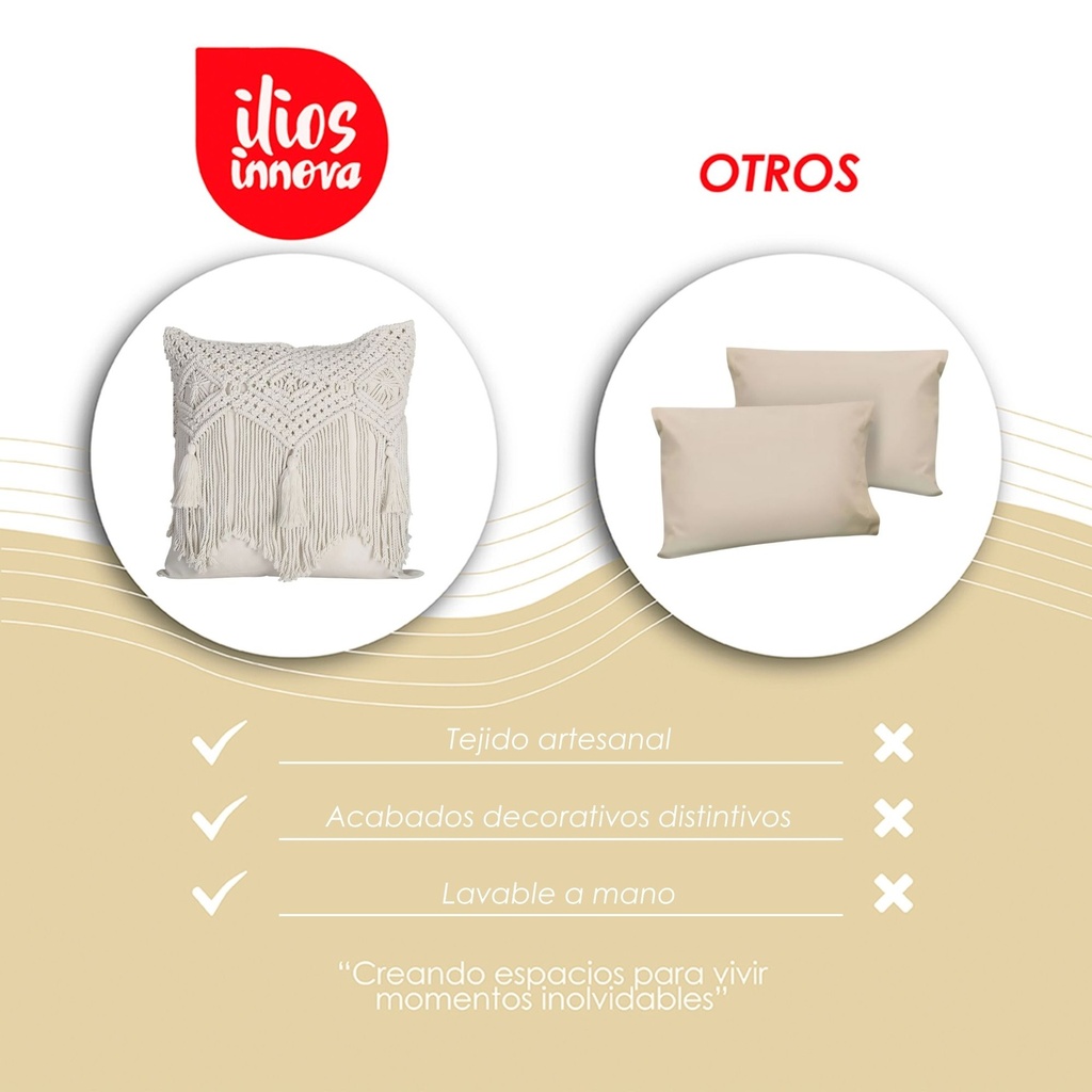 Funda de almohada de algodón Boho tejida a mano