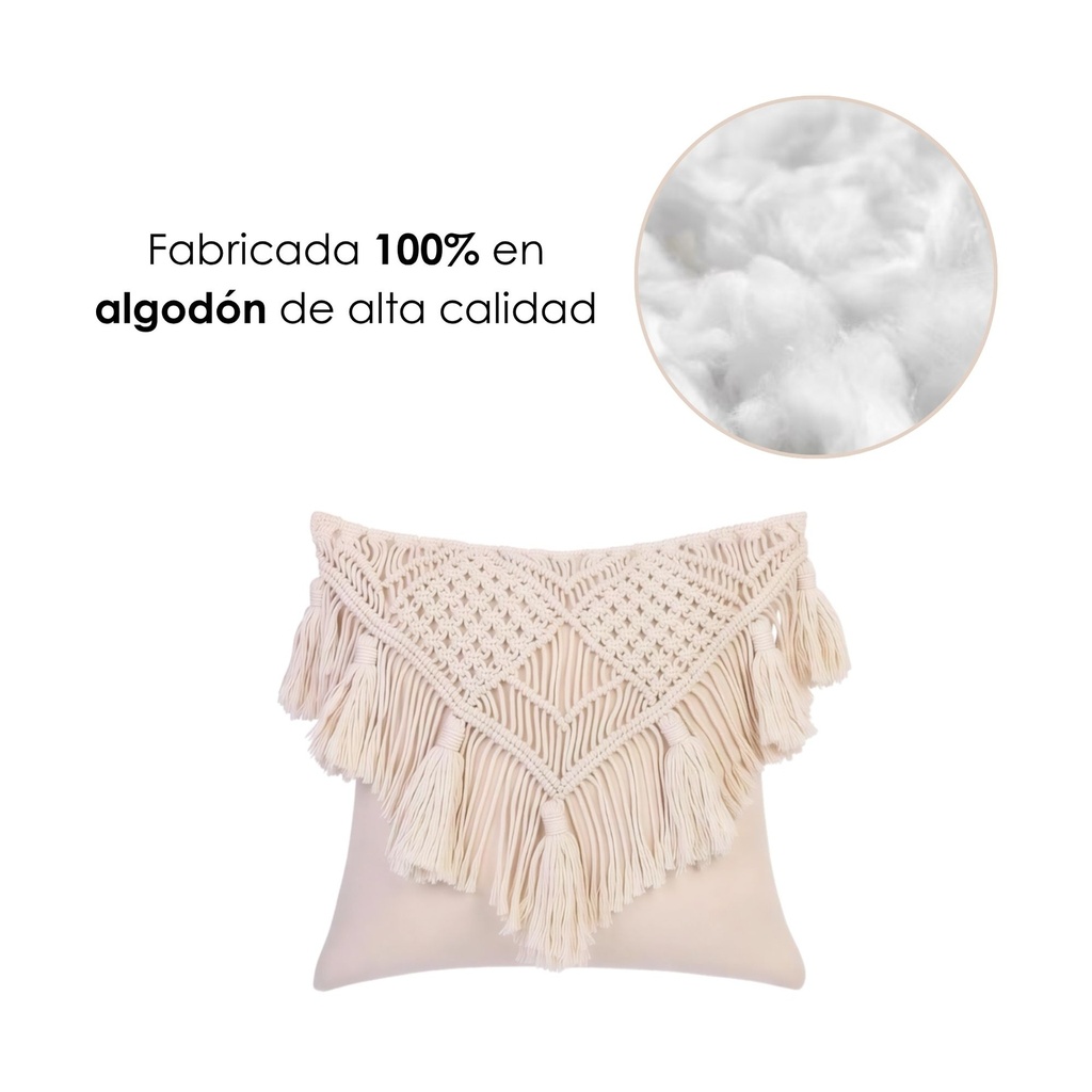 Funda de almohada Boho crema