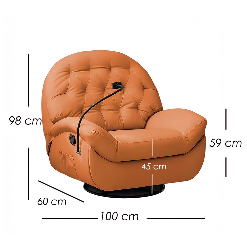 Sofá Naranja Reclinable Eléctrico