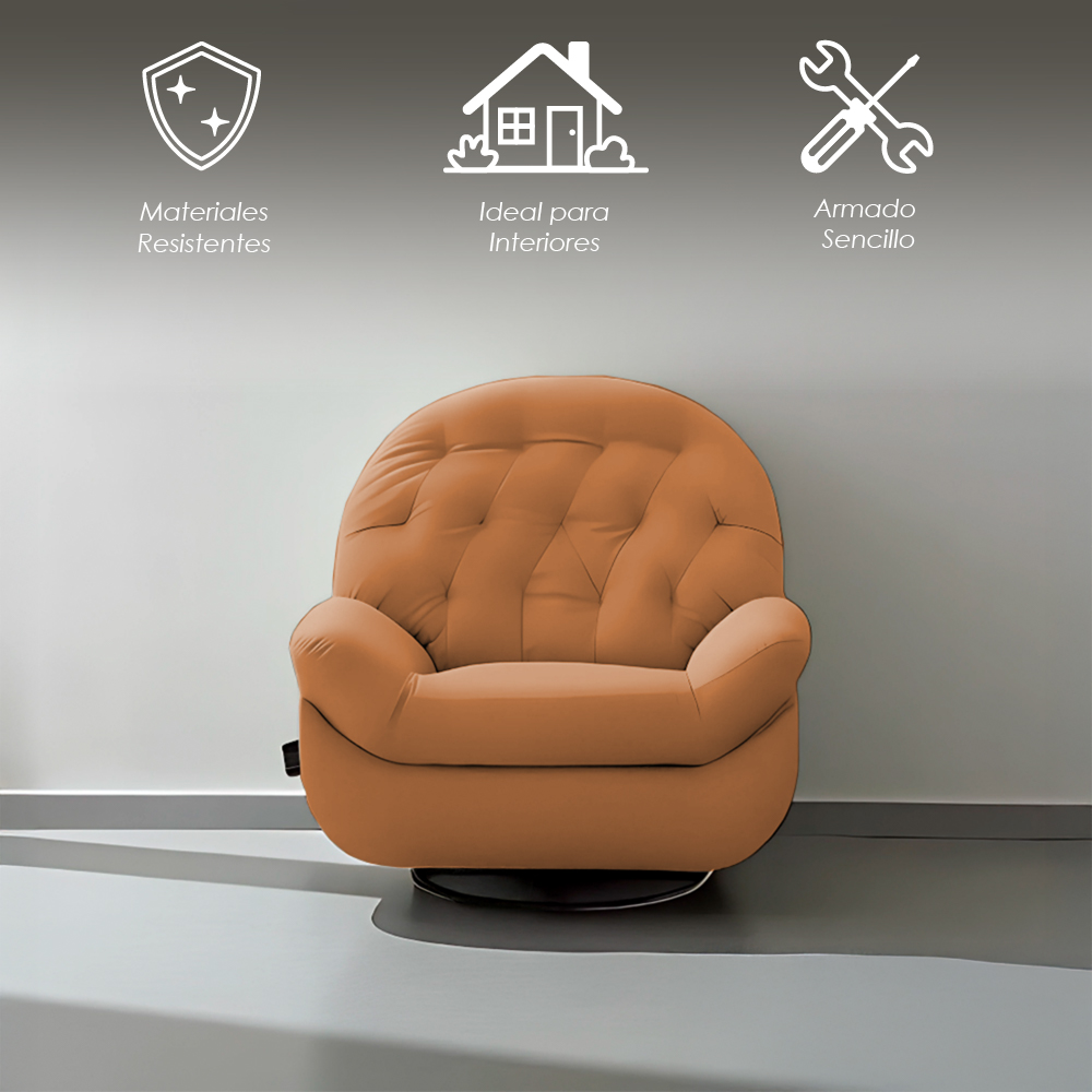 Sofá Naranja Reclinable Eléctrico