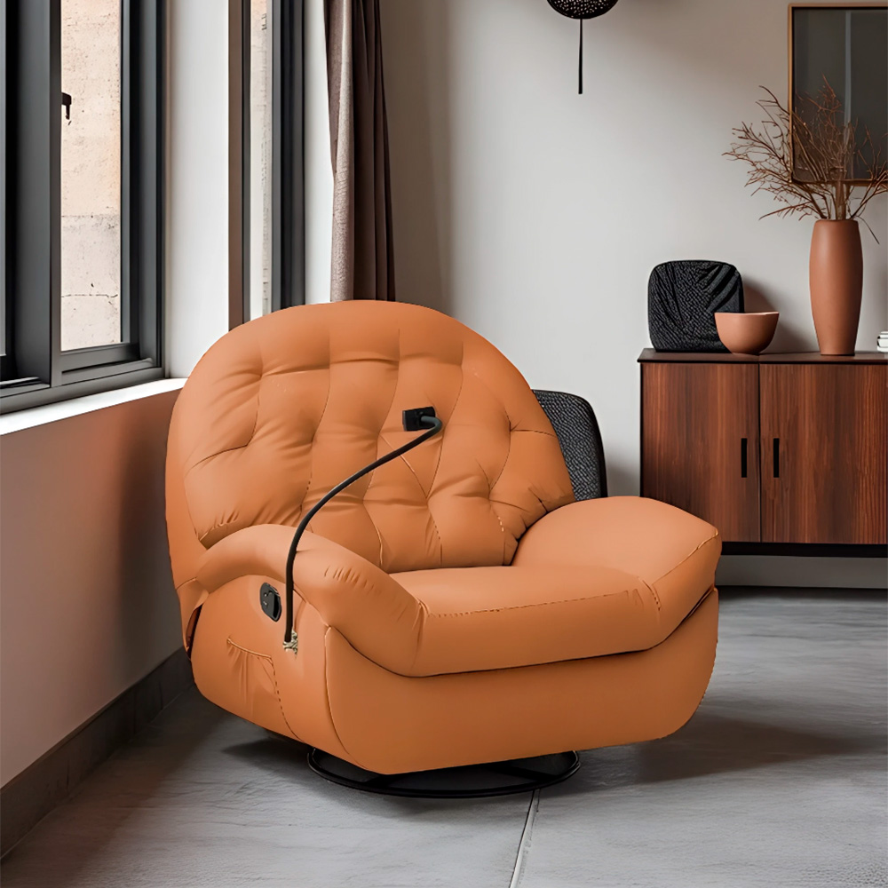 Sofá Naranja Reclinable Eléctrico