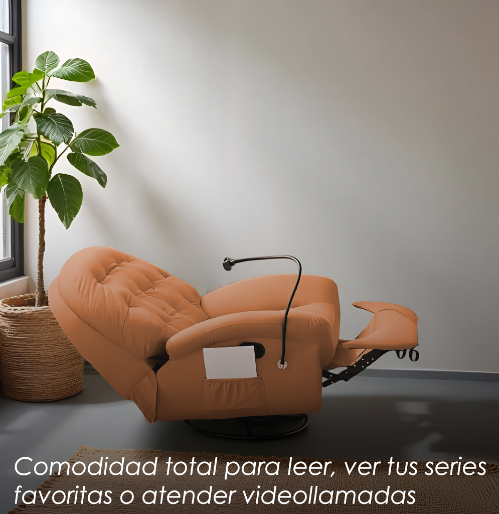 Sofá Naranja Reclinable Eléctrico