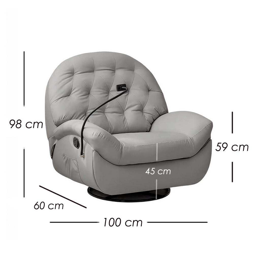 Sofá Gris Individual Eléctrico Reclinable