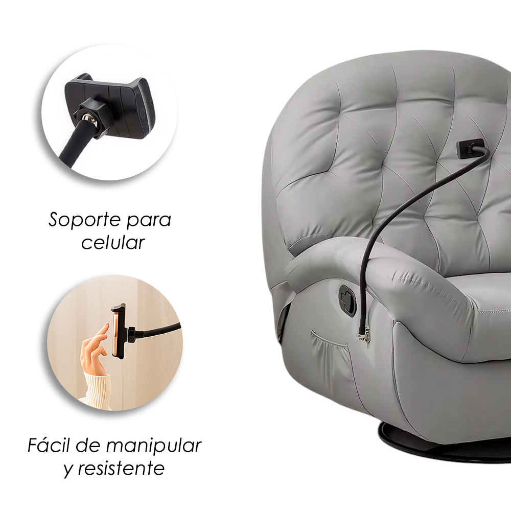 Sofá Gris Individual Eléctrico Reclinable