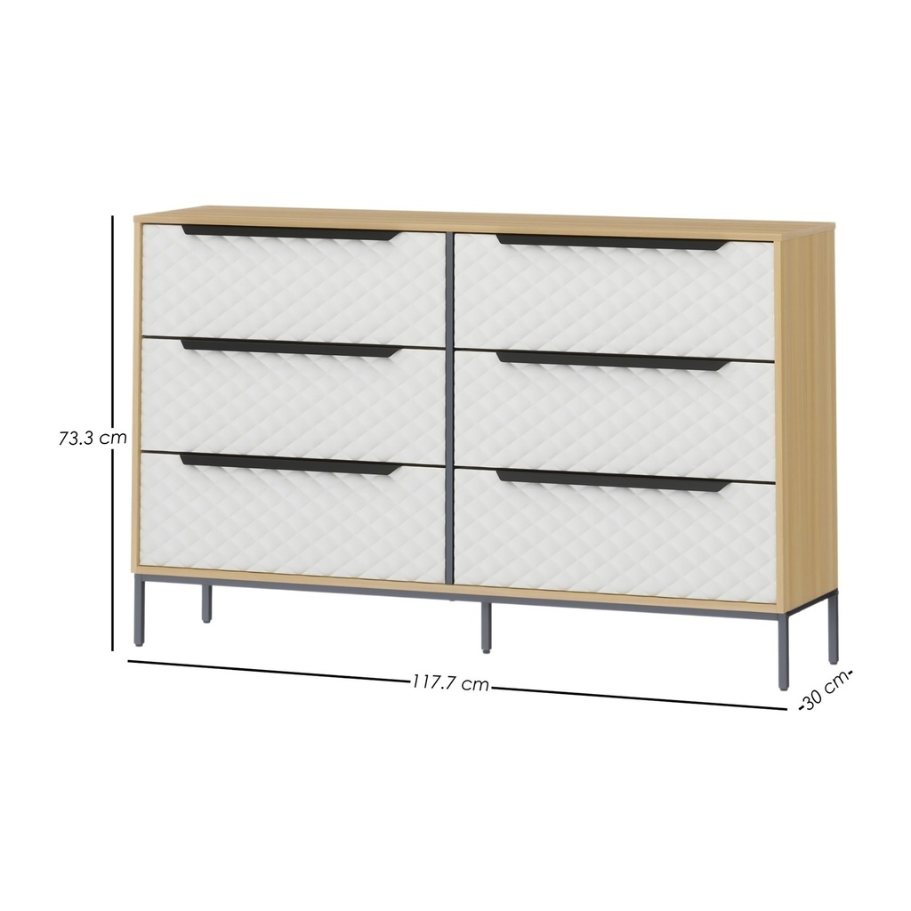 Cajonera cómoda de 6 cajones de MDF café 