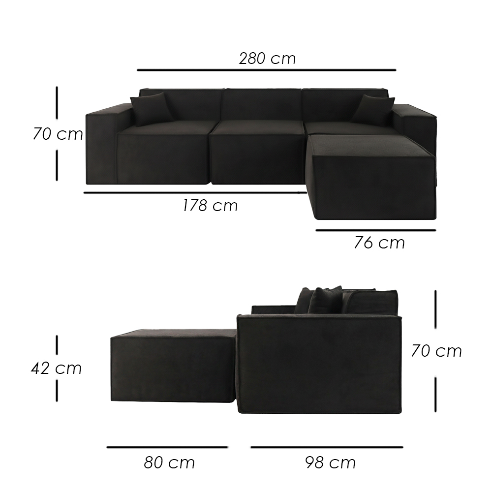 Sofá Siena Negro 4 plazas