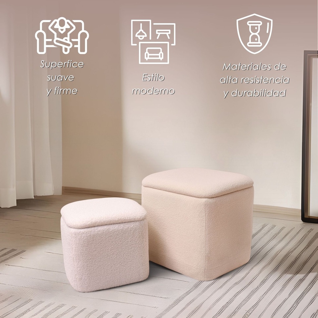 Juego de 2 taburetes con almacenamiento