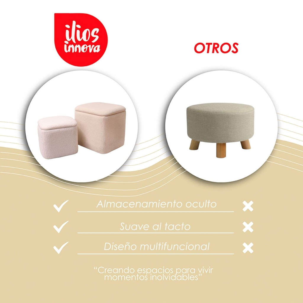 Juego de 2 taburetes con almacenamiento