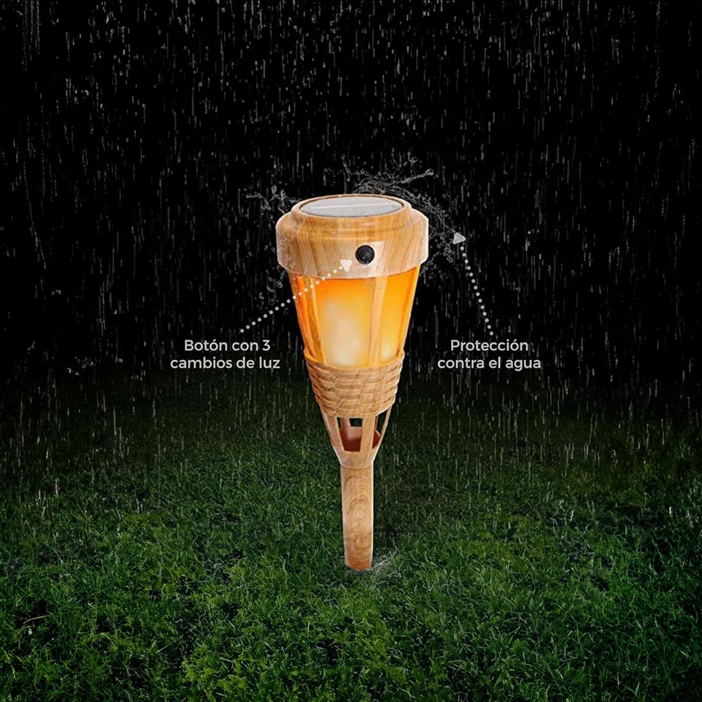 2 Lámparas solares 40 leds tipo antorcha tiki