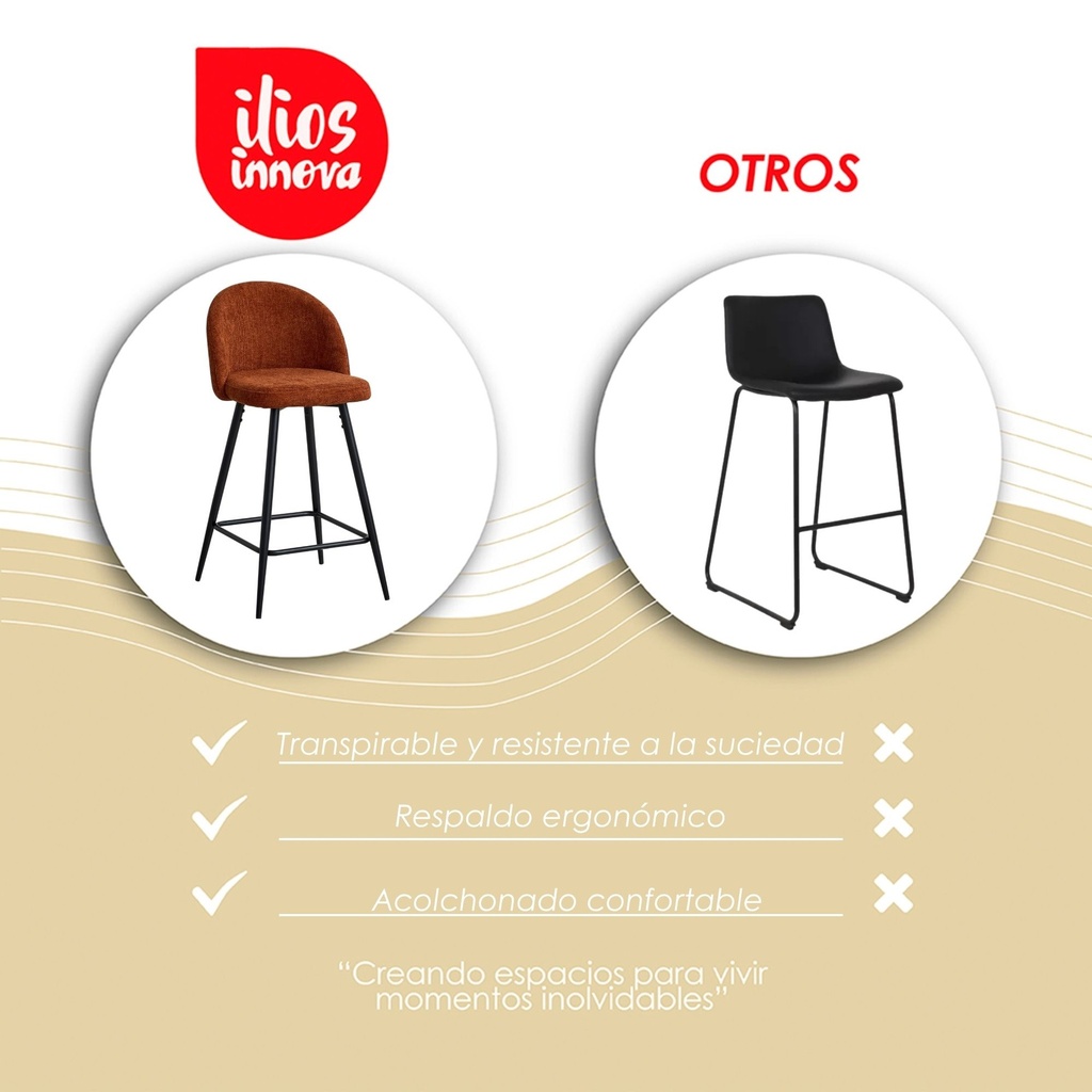 2 Sillas de Bar Lyon Gris