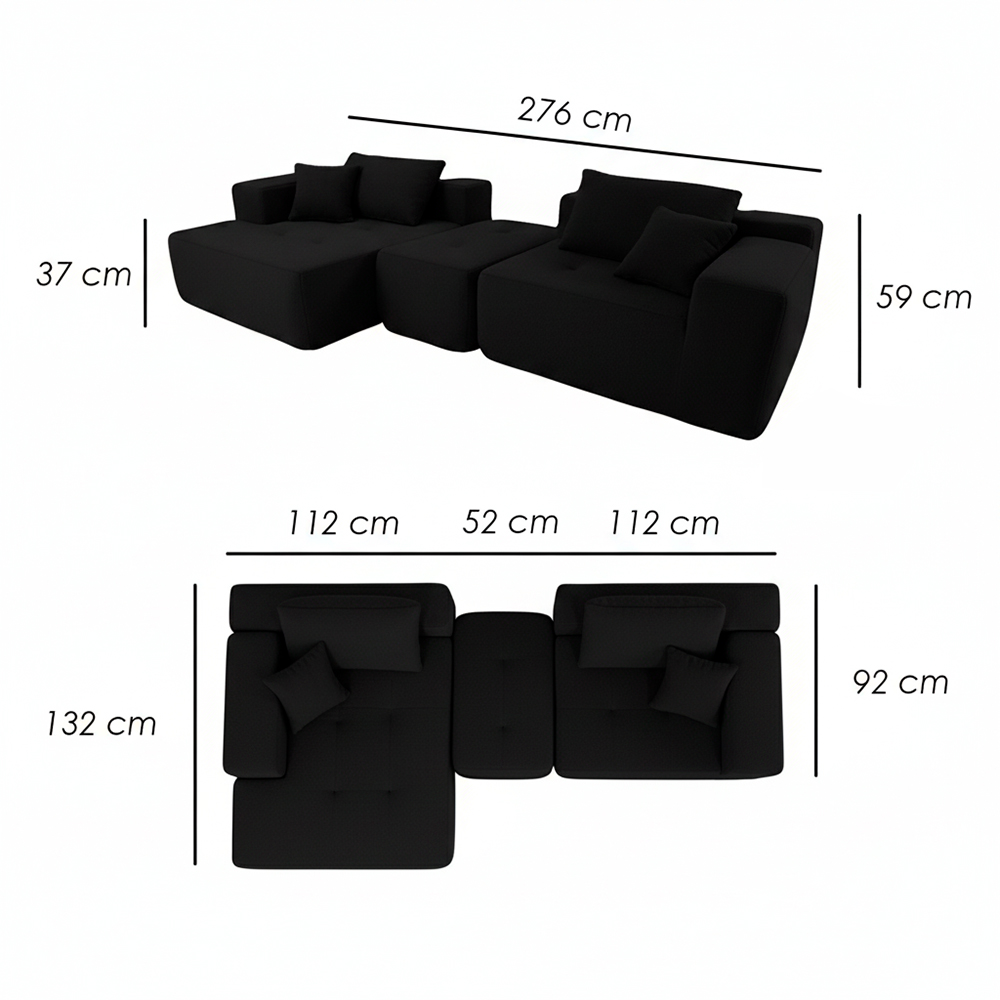 Sofá Palermo Negro 2 plazas 