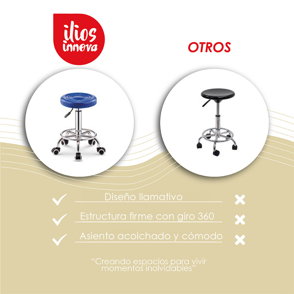2 Taburetes Giratorios Ajustables Azul