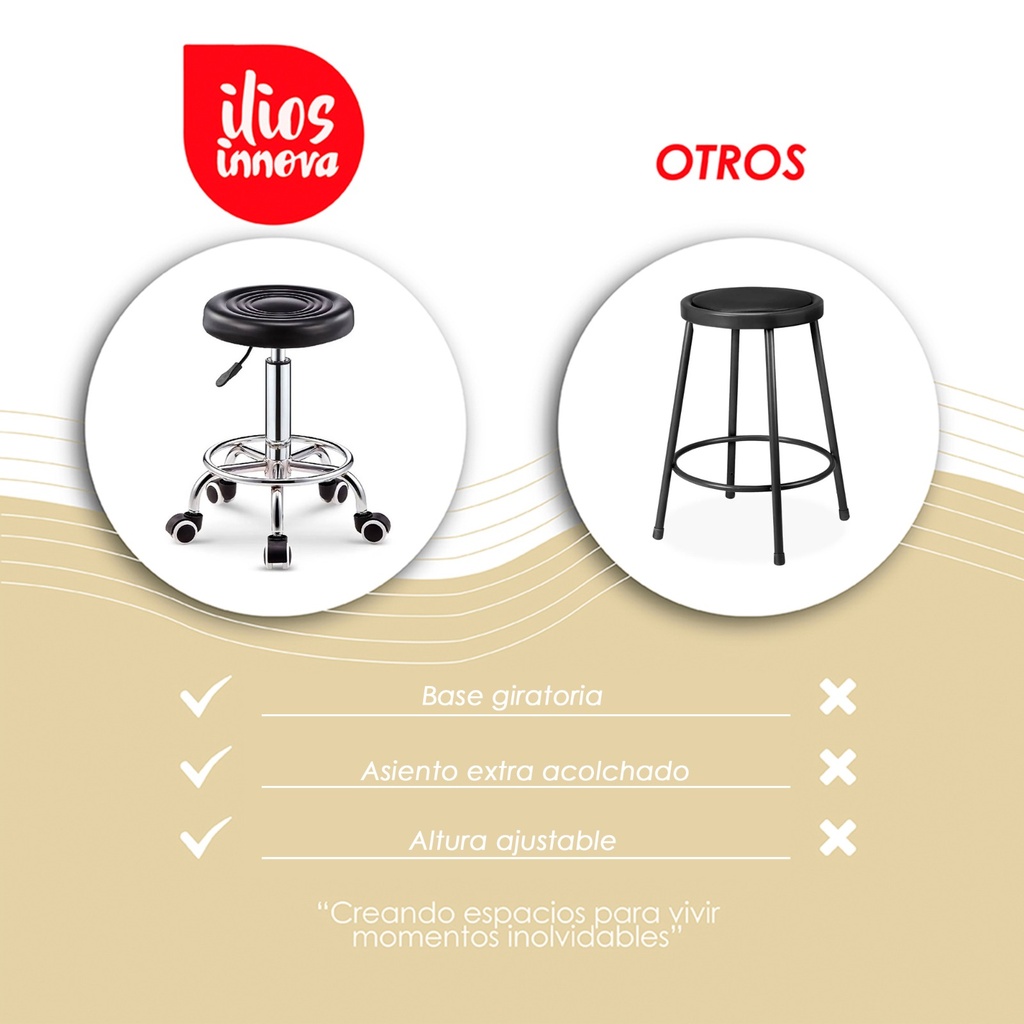 2 Taburetes Giratorios Ajustables Negro