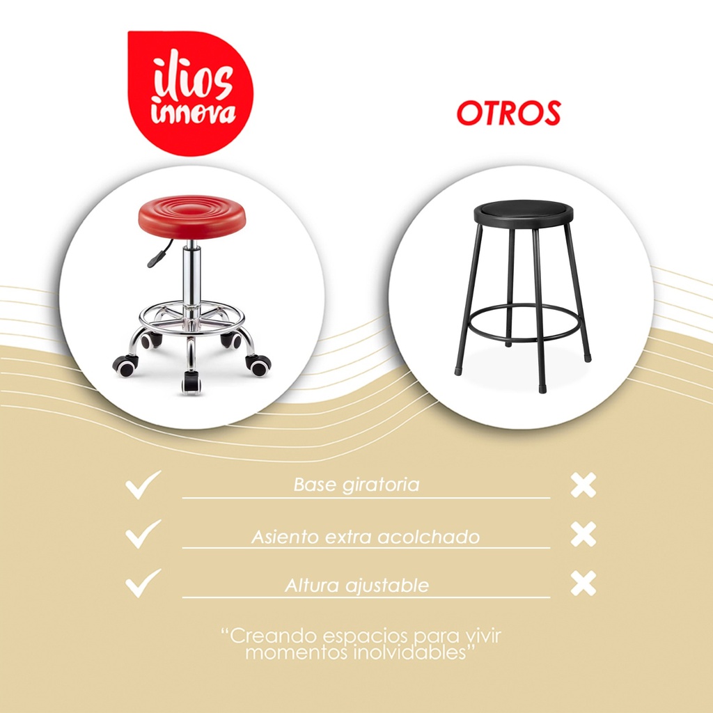 2 Taburetes Giratorios Ajustables Rojo