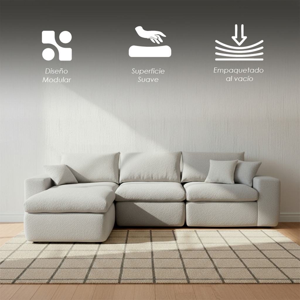 Sofá Esquinera Cloud Beige 4 plazas