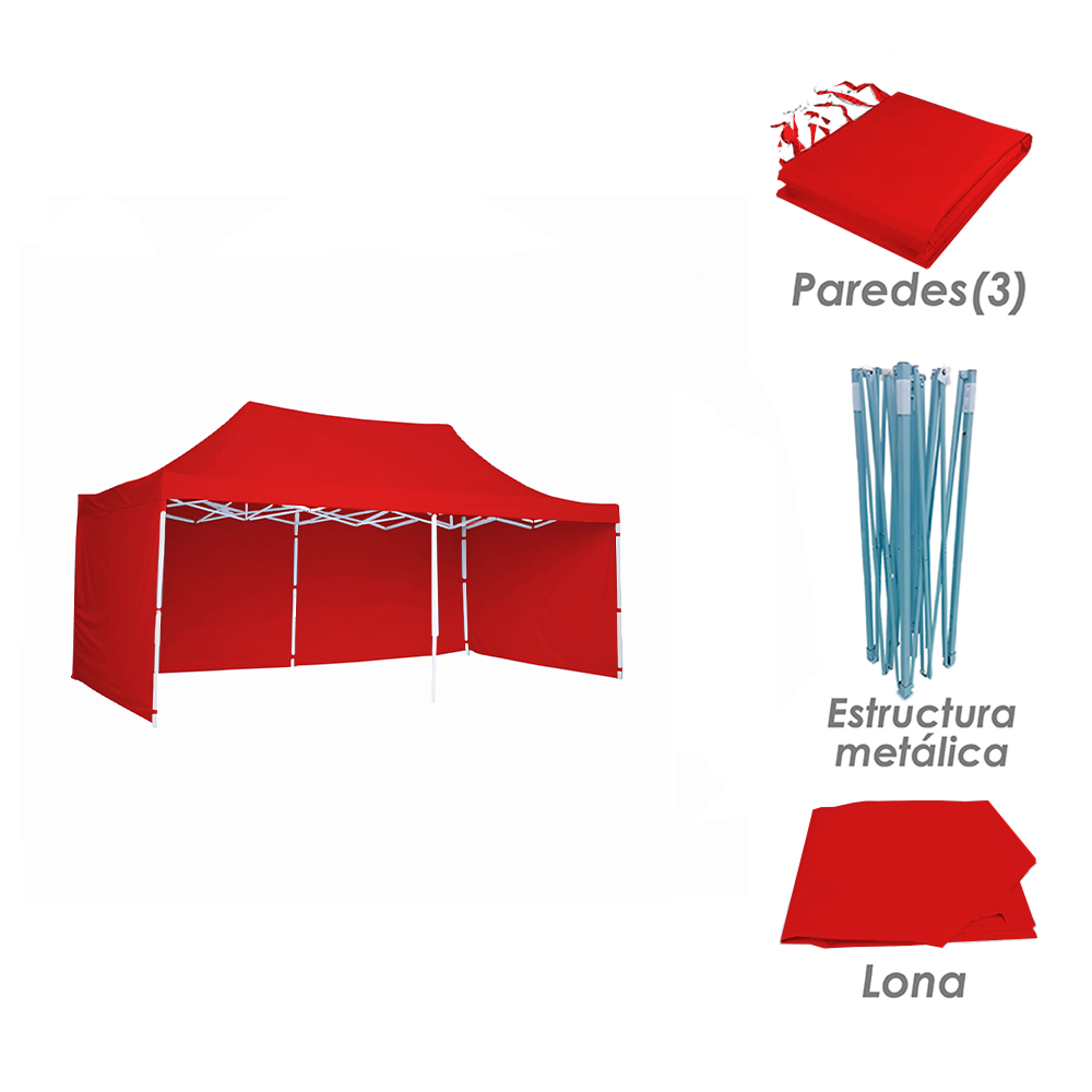Toldo Plegable 3x4.5 Rojo