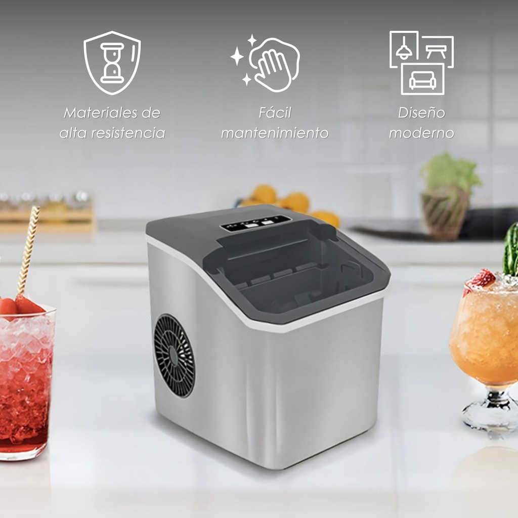 Máquina de hielo con acabado en acero inoxidable