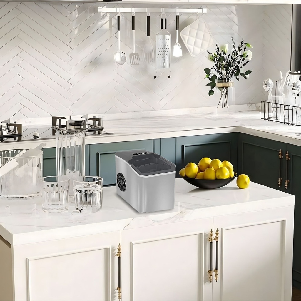 Máquina de hielo con acabado en acero inoxidable