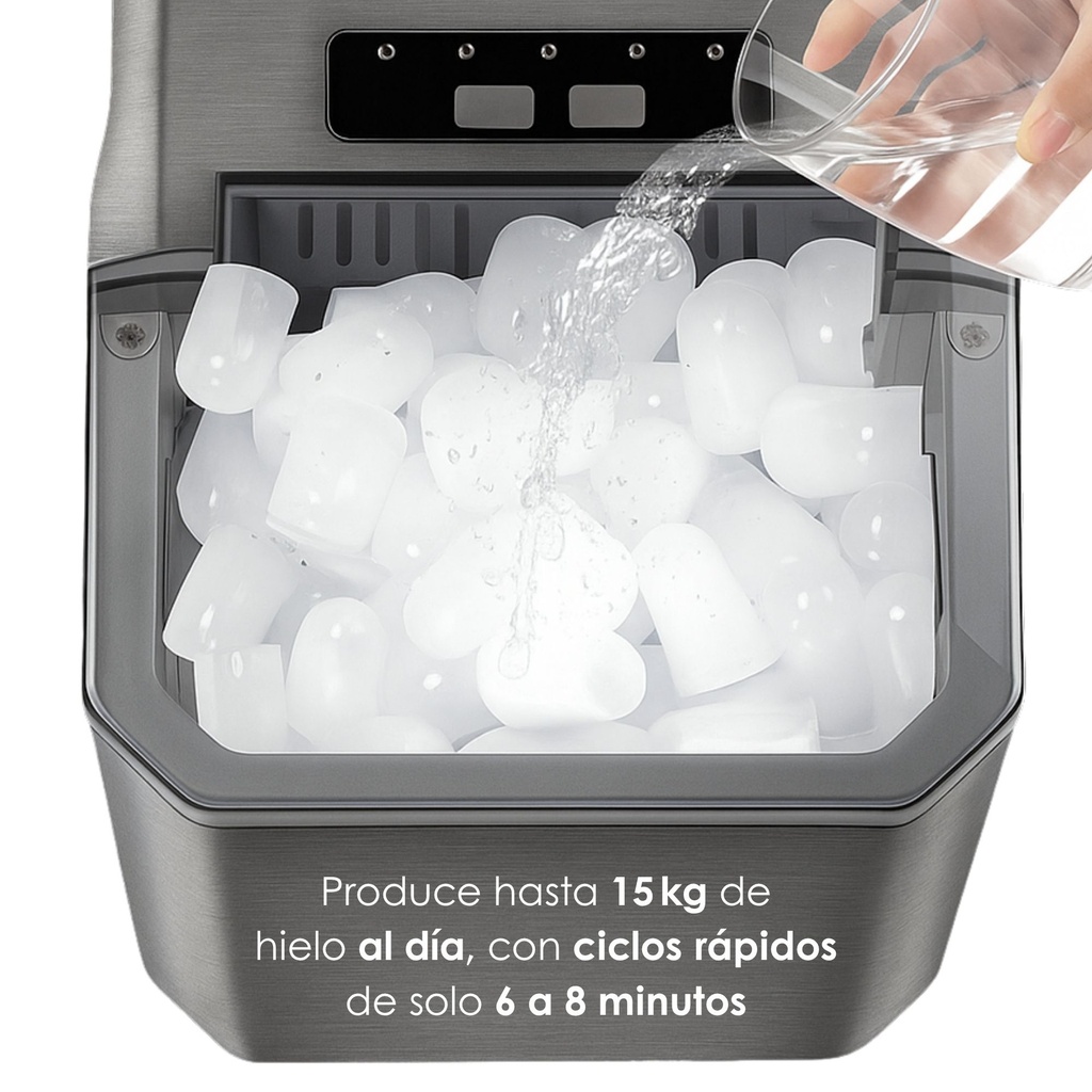 Máquina de hielo con acabado en acero inoxidable