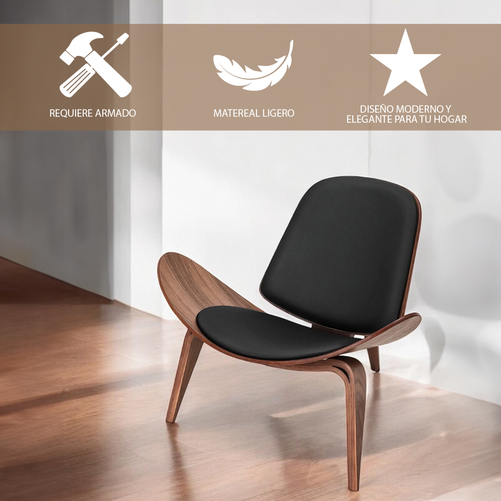 Silla Shell Concha Negra