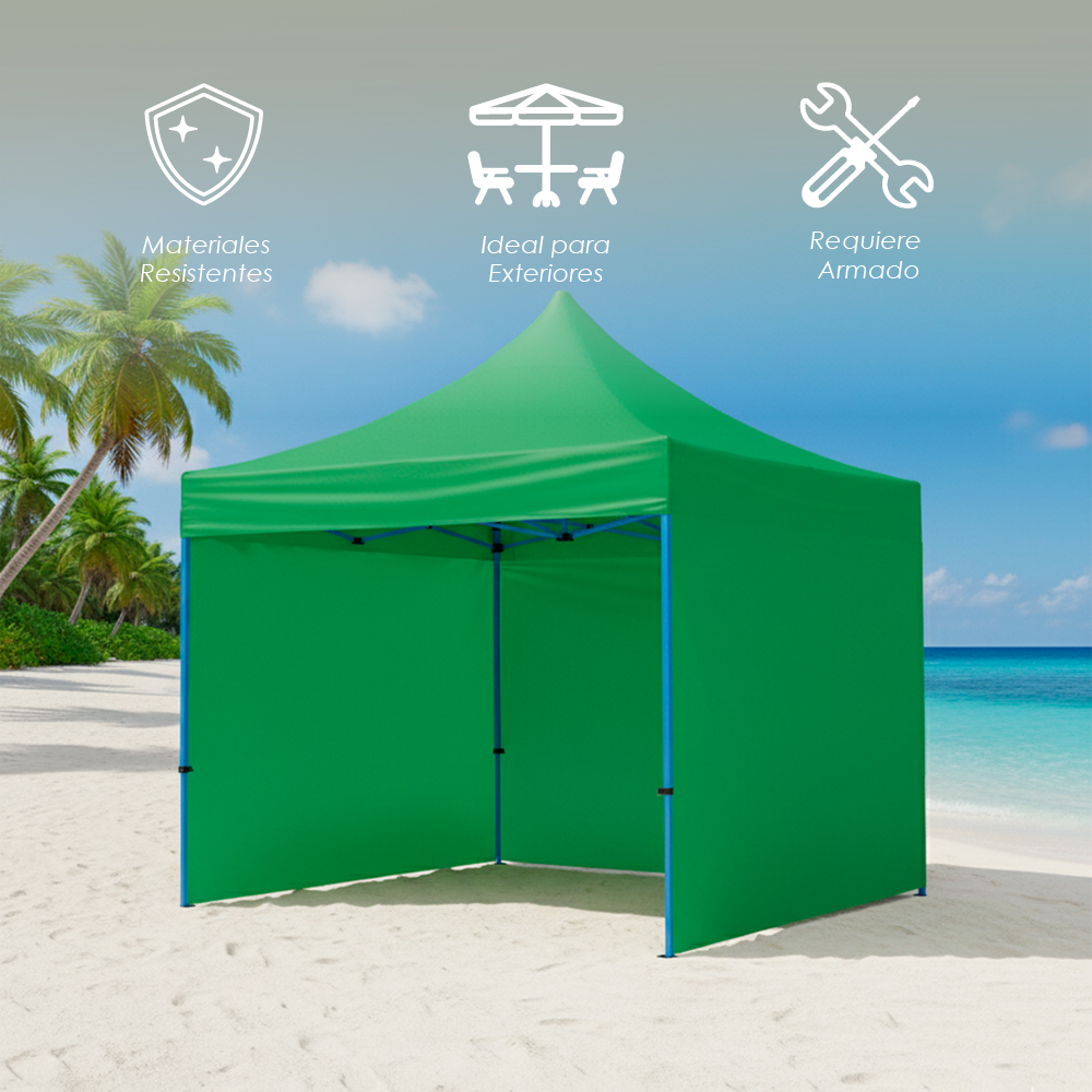 Toldo Plegable 3x3 con Paredes Verde