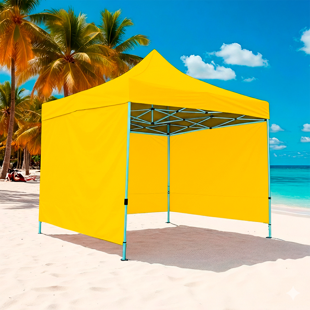 Toldo Plegable 2x2 con Paredes Amarillo