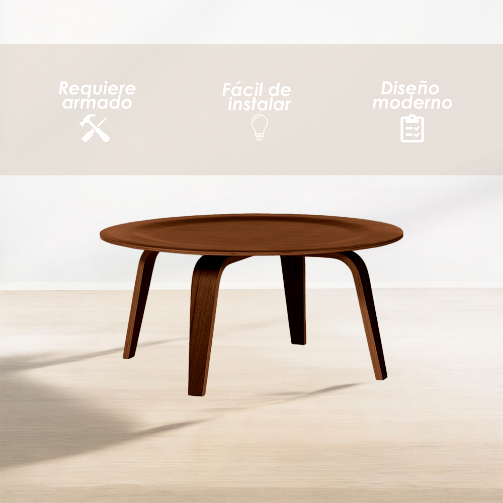 Mesa de Centro Redonda Nogal