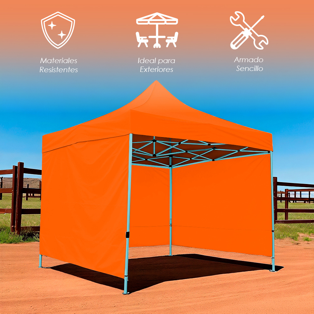 Toldo Plegable 2x2 con Paredes Naranja