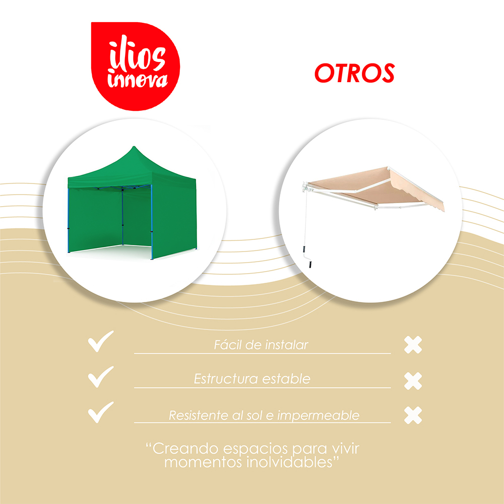 Toldo Plegable 2x2 con Paredes Verde