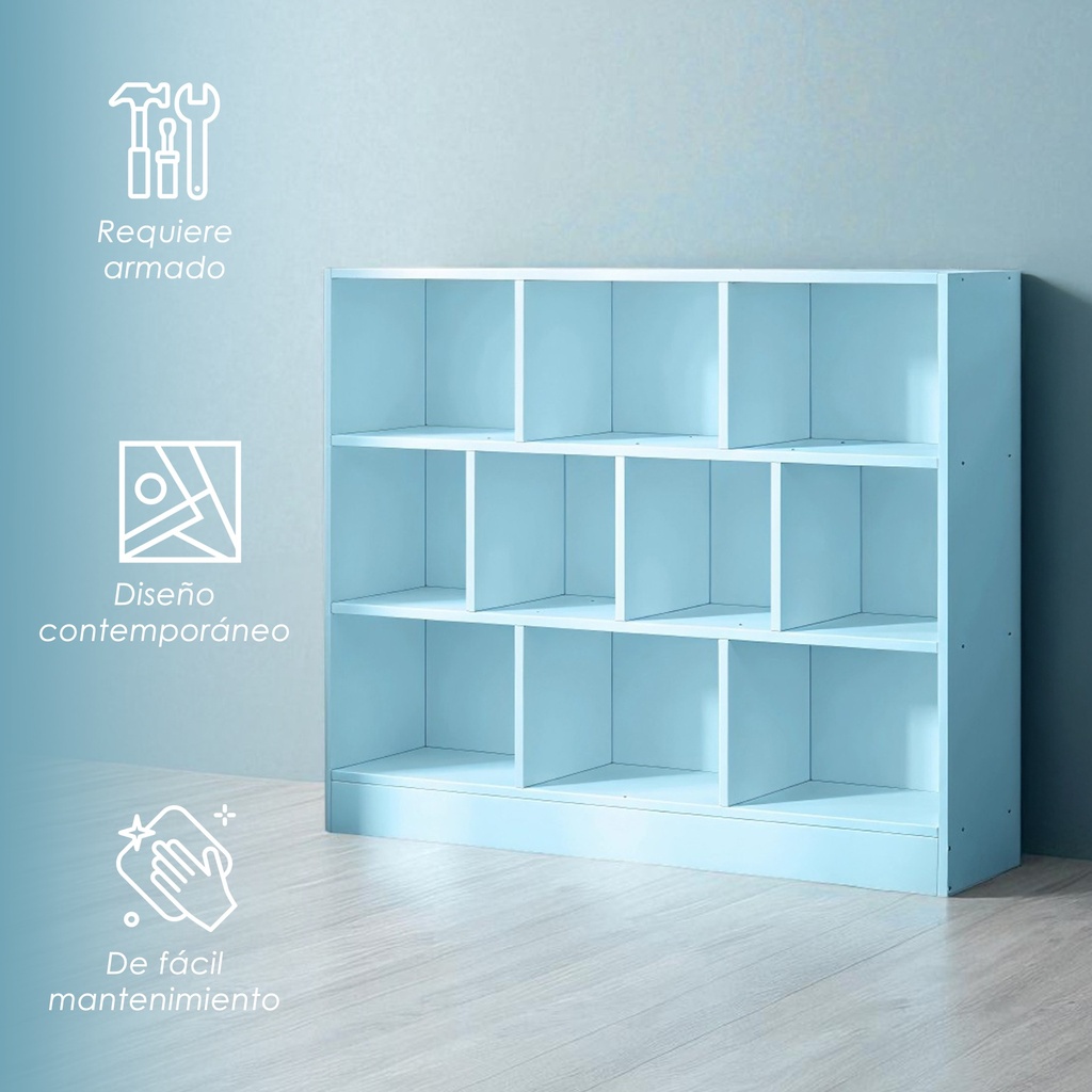 Librero organizador de 10 cubos