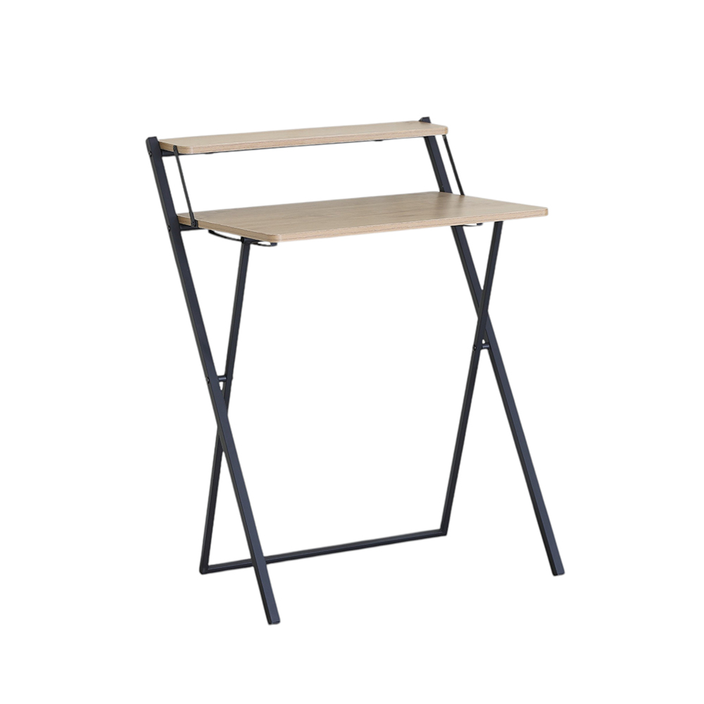 Escritorio minimalista plegable y compacto con repisa