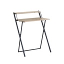 Escritorio minimalista plegable y compacto con repisa
